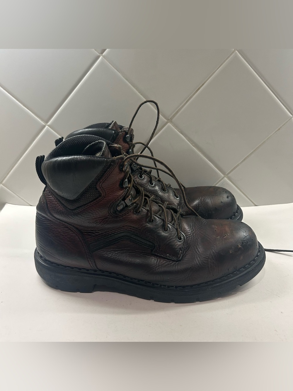 Mens Red Wing ANSI Z41 PT99 MI/75 C/75 EH Brown Leather Steel Toe Boots 10.5